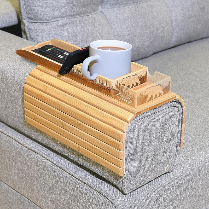 Plateau en bambou avec porte-gobelet pour canapé - table avec accoudoirs et table d'appoint antidérapante et pliable pour le salon | Articles pour la maison, Accessoires pour canapé, Console pour canapé