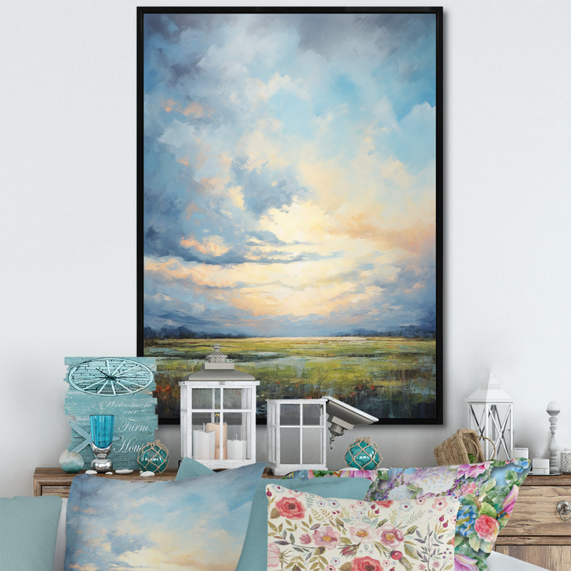 «Alshat Meadow Bold Horizon III», art mural sur toile Meadow, H 20 po x l 12 po x P 1 po, Cadre flottant noir