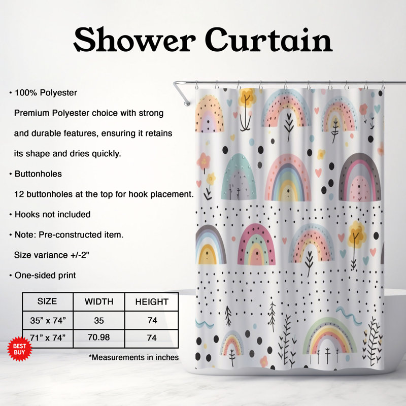 Light Rainbow Textures - Rideau de douche Premium, H 74 po x l 71 po