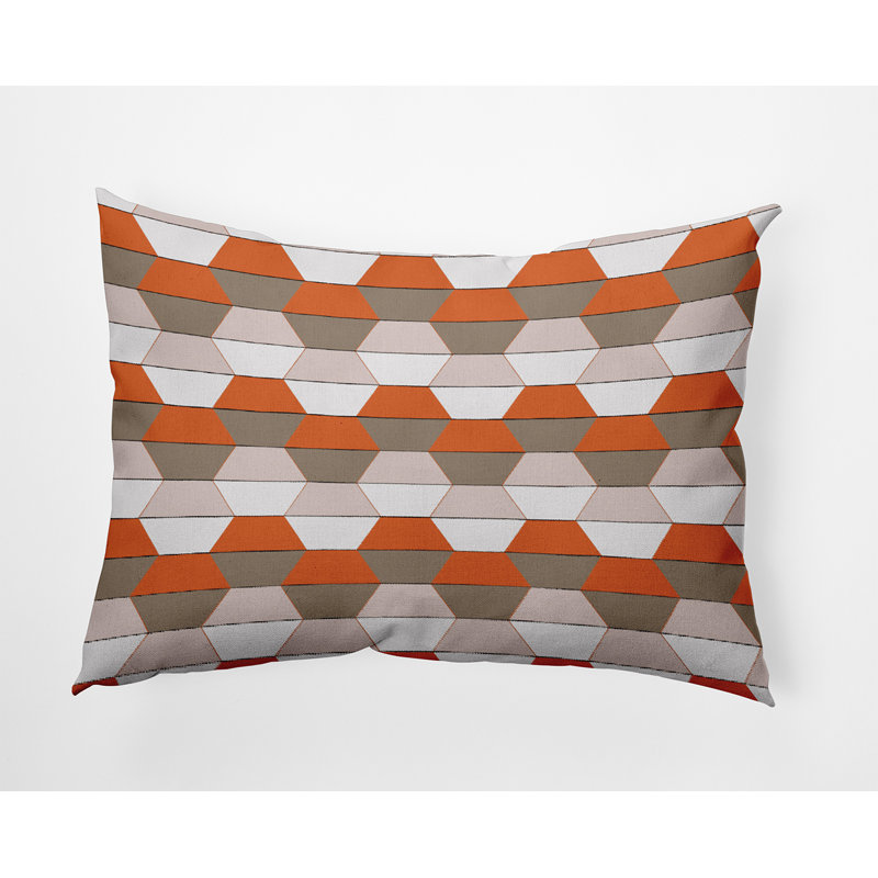 Outdoor Reversible Throw Pillow, Orange/Uniforn/Light Purple Geometric