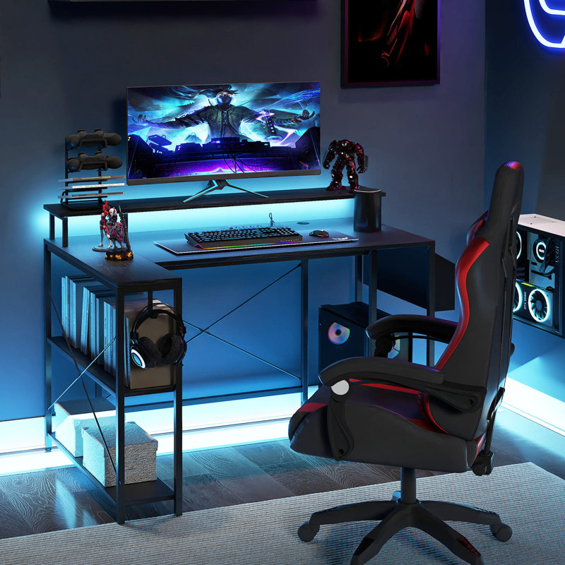 Coatbridge Modular L-Shaped Steel Computer Desk, Black