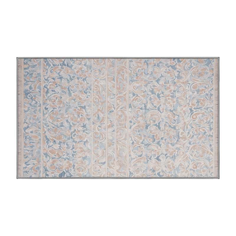 Machine Washable Gray Area Rug, Rectangle 6' x 9'