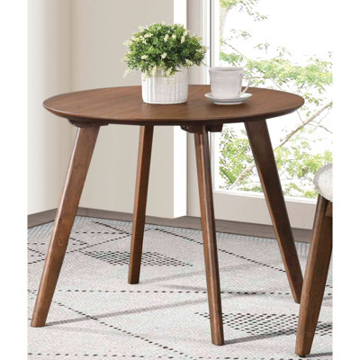 Table d'appoint ronde contemporaine Mid-Century, finition noyer, pieds fuselés, taille 19,5 po