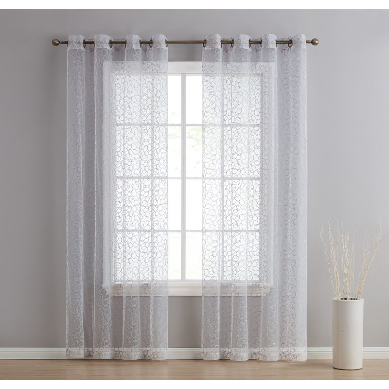 Denis Semi Sheer Curtain Pair, Silver Gray, 54" x 84"