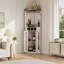 Corner Bar Cabinet with LED Lights, Mirrored Backing, Glass Doors, Stemware Racks and Wine Storage-650395389
