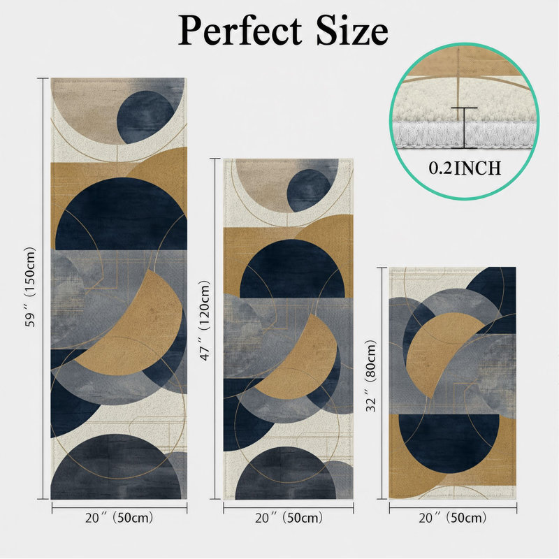 Abstract Geometric Non-Slip Washable Kitchen Mats