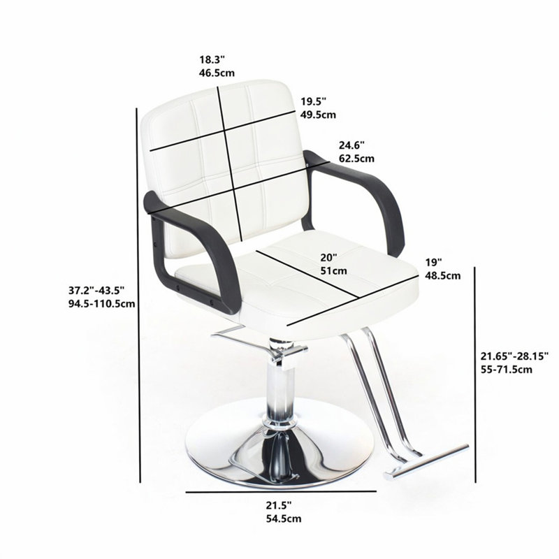 Fauteuil de coiffeur pour coiffeur - pivotant à 360 °, hauteur réglable, capacité 350 lb avec pompe hydraulique robuste, blanc