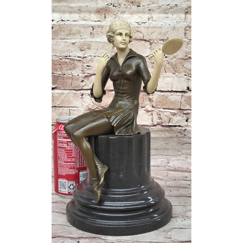 Art Deco Bronze Flapper Statue with Marble Base