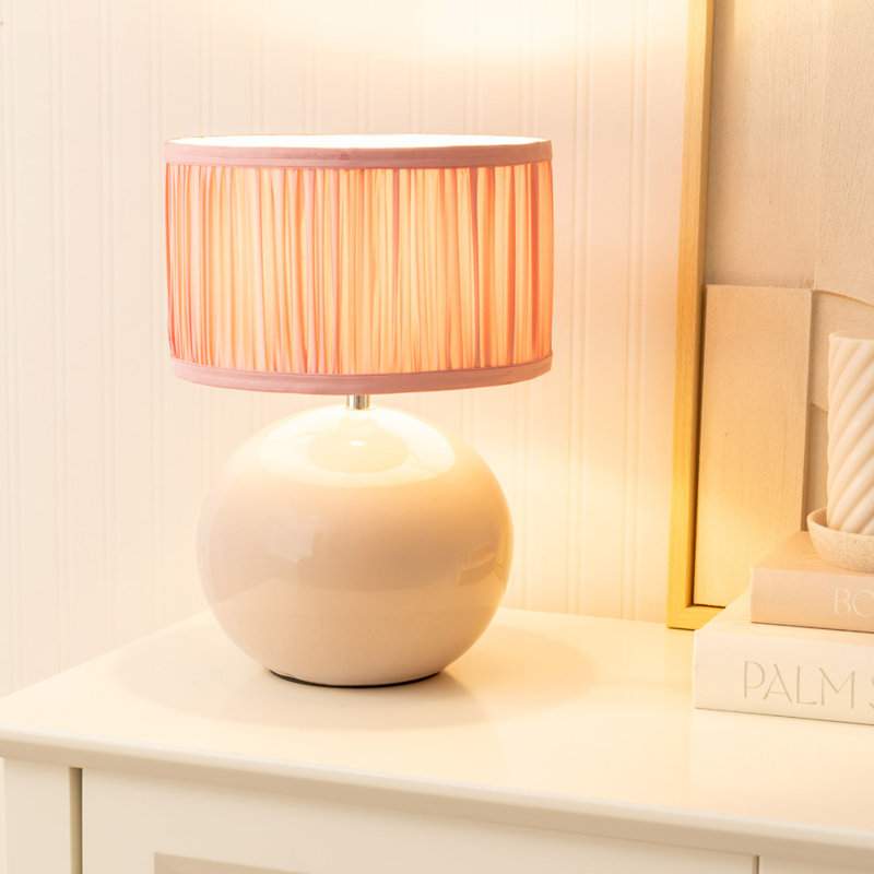 Daeqwon Ceramic Globe Lamp, Cream, Pink, Yes