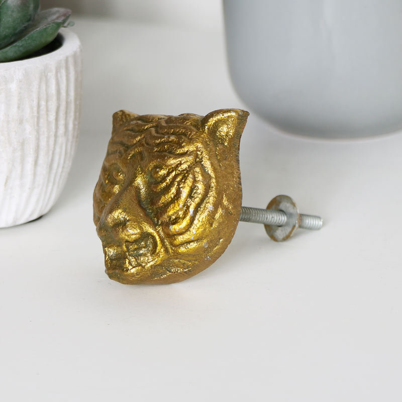 Johnsen 50mm Tiger Head Novelty Knob, Gold