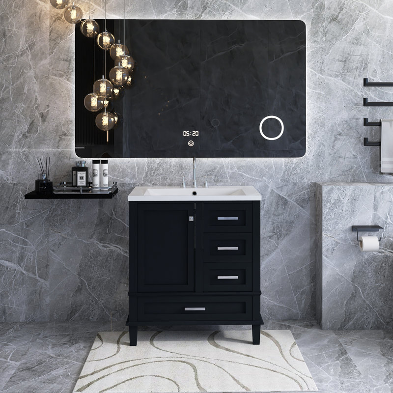 Meuble-lavabo moderne de 30 po avec porte à fermeture douce et 3 tiroirs
