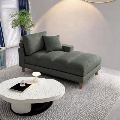 Chaise longue rembourrée en velours côtelé