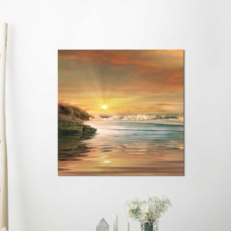«Sundown», reproduction de peinture acrylique sur toile, H 28 po x l 28 po x P 1,5 po, Toile tendue