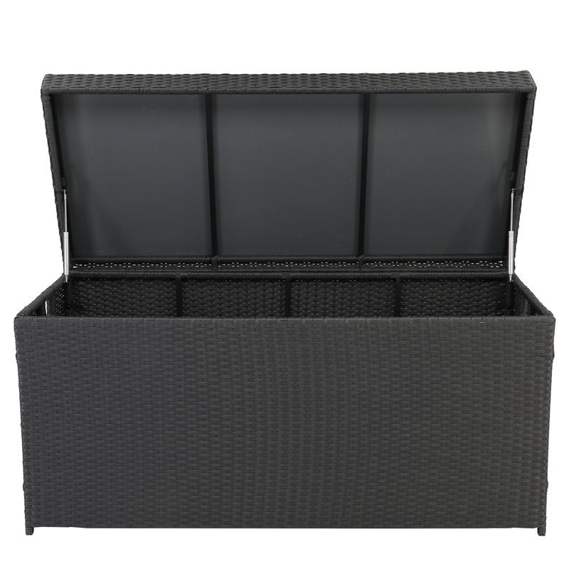 Senbabe 51.2'' W 132 Gallons Water Resistant Wicker Deck Box in Black