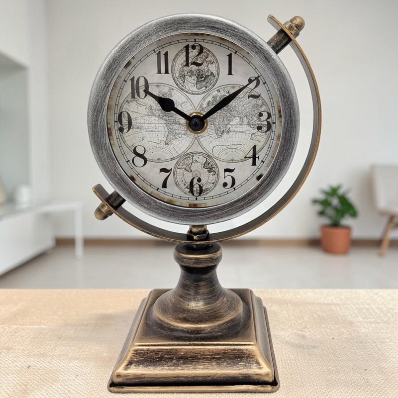 Numerical Steel Quartz movement / Crystal Tabletop Clock in Gold