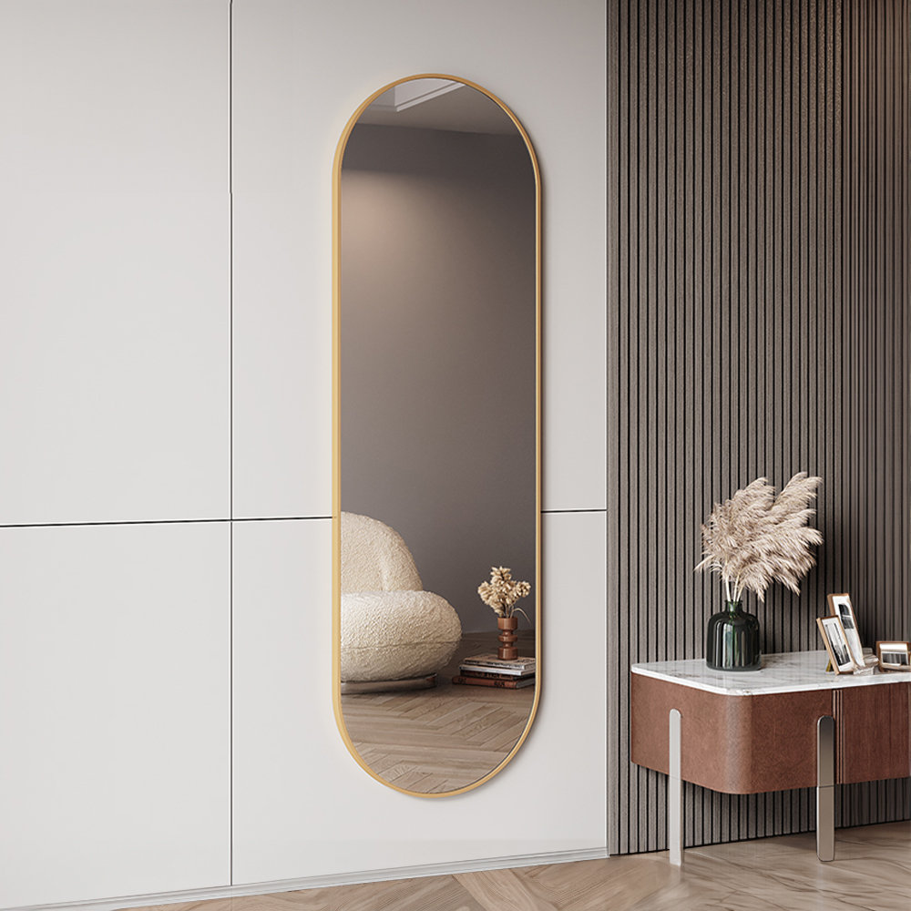 Lottie Oval Metal Framed Wall Mounted Full Length Mirror