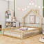 Full Wood House Bed Frame with Guardrails-333829266