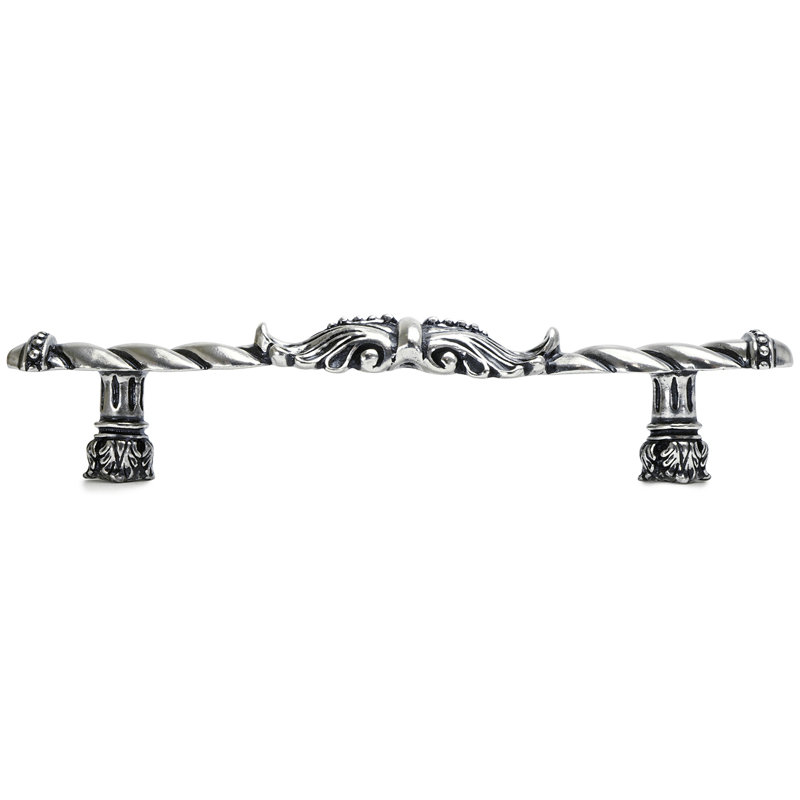 Acanthus large pull Romanesque style, Silver, 5"