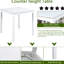 Ensemble de salle à manger 5 comptoirs de hauteur blanche. Table carrée avec ornements en cristal. Ensemble de chaises en bois massif et manufacturé de 5 pièces. Embellissement. Matériau