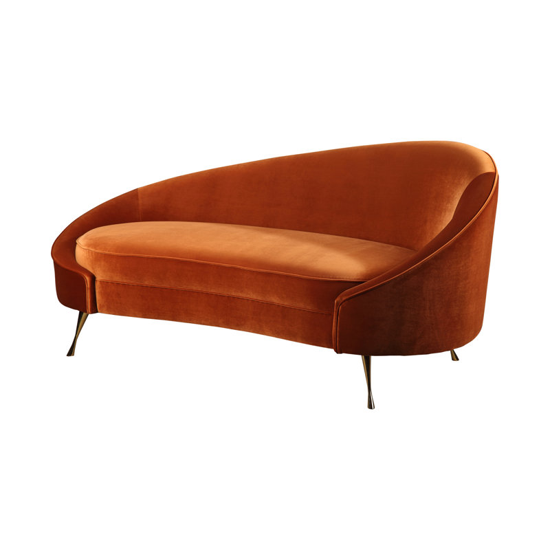Chaise longue rembourrée Nikita, Velours performance Ember