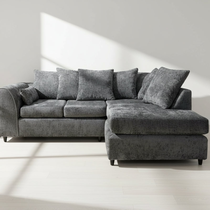4 Seater Sofa & Chaise, Right, Grey