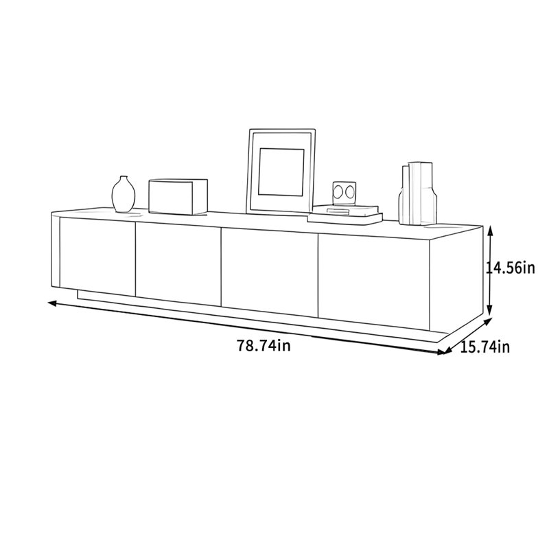 Meuble télé Modern Minimalist, H 14,56 po x L 78,74 po x l 15,74 po
