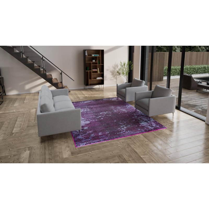 Purple Nu Vibrant Tibetan Modern Silk Rug - 8' x 10'