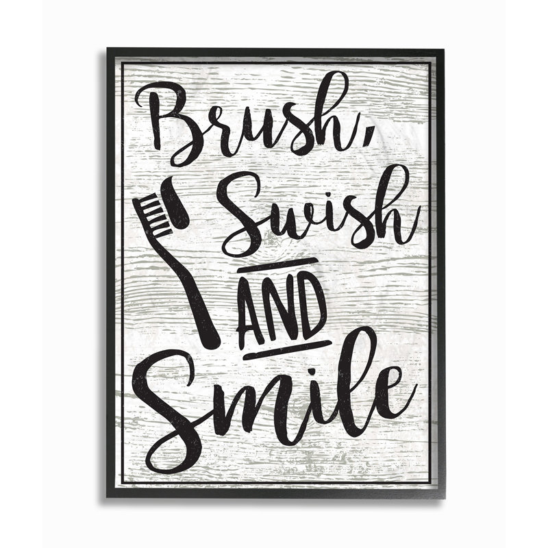 «Brush Swish and Smile», impression, H 14 po x l 11 po x P 1,5 po, Giclée encadrée noir minuit