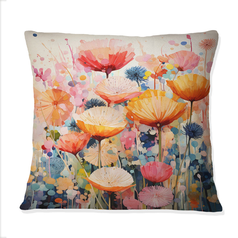 Coussin Coral Whimsical Botanical Wilds II - Abstract Botanicals