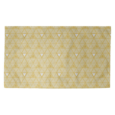 Tapis décoratif verts classiques à motif de triangles dessinés à la main