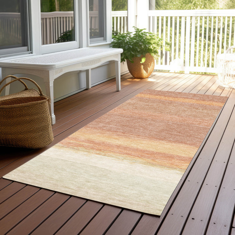 Machine Washable Indoor/Outdoor Christain ACN1274 Salmon Rug