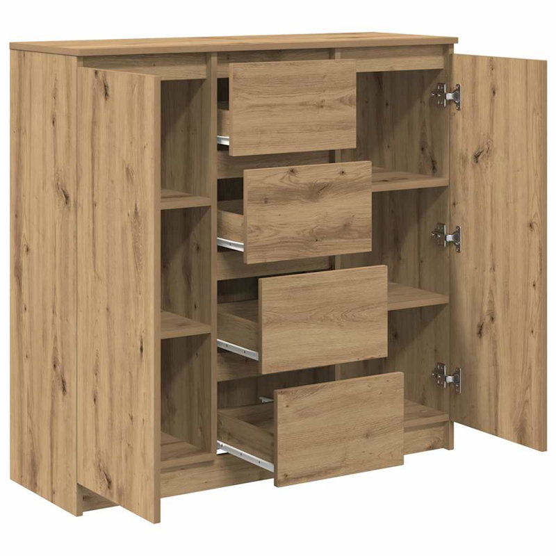Sideboard With Drawers 100.5X35x98.5 Cm Engineered Wood, Artisan Oak