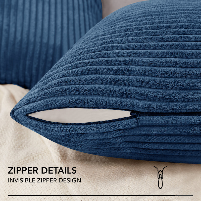 Reversible Pillow Cover, 16"W x 16"L, Prussian Blue