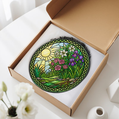 Vitrail de jardin en verre coloré 7,8 po H