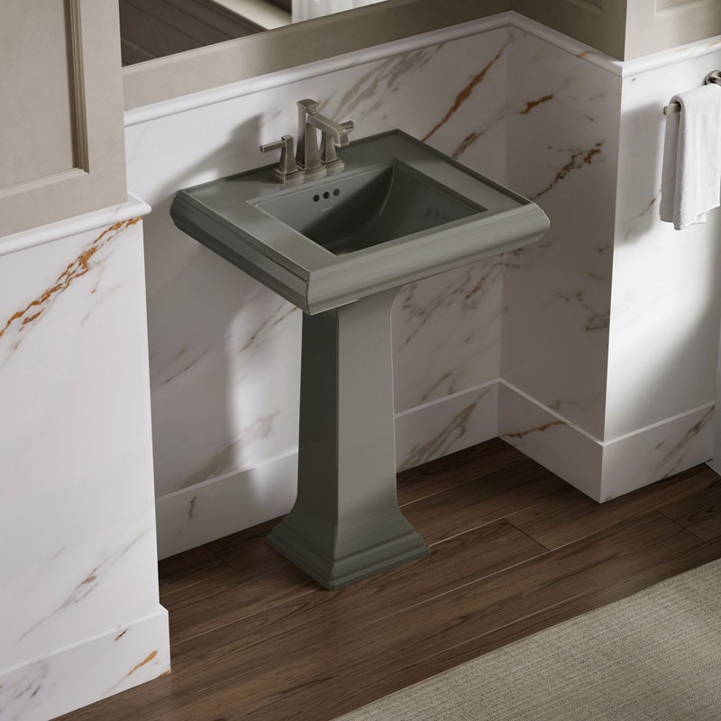 Memoirs® 26.375" Tall Rectangular Pedestal Bathroom Sink with Overflow, Sandbar, 4" Centers