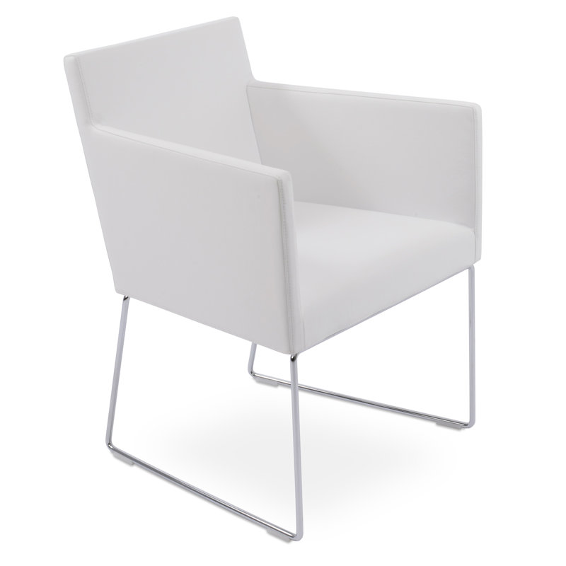Harput Sled Wire Upholstered Arm Chair, Camira Wool Silver