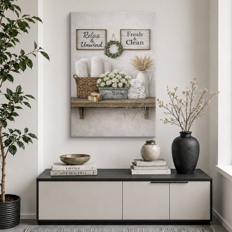 «Farmhouse Spa», reproduction d'art sur toile encadrée, impression sur toile, H 24 po x l 16 po x P 1,5 po, Toile tendue
