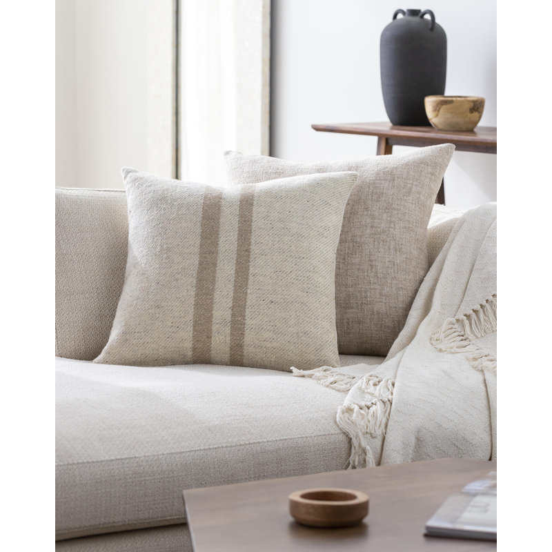 Coussin Becki Owens x Livabliss Brett, H 20 po x l 20 po, Housse de coussin seulement - sans coussin, Crème / brun