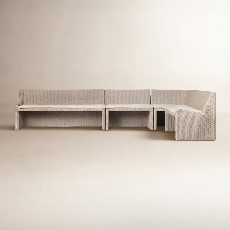 Senna Outdoor L-Shape Dining Banquette, 32.5" H x 132.25" W x 83.25" D