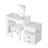 3-In-1 Makeup Vanity Desk With Flip-Top Mirror, LED Lighting, Adjustable Length & Ample Drawers - Stylish Multi-Functional Dressing Table For Home, White