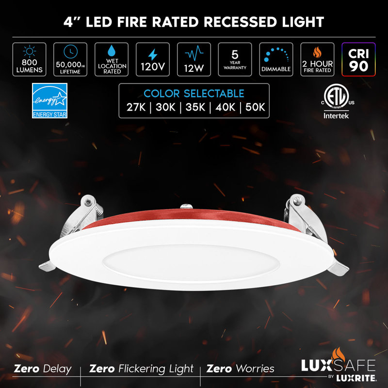 5'' Selectable Color Temperature 12 Watt Dimmable Air-Tight IC Rated LED Canless Recessed Lighting Kit