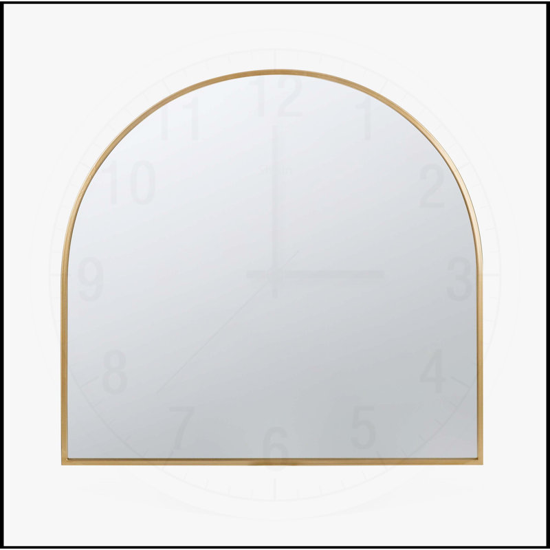 Élégant miroir décoratif arqué avec cadre en fer, décoration murale polyvalente pour plusieurs espaces, 33 po x 31 po