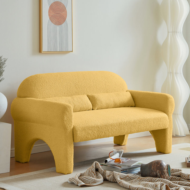 Jaune moderne avec somptueux rembourrage en laine d'agneau - construction et coussin lombaire pour la détente dans n'importe quelle pièce et conception polyvalente confortable