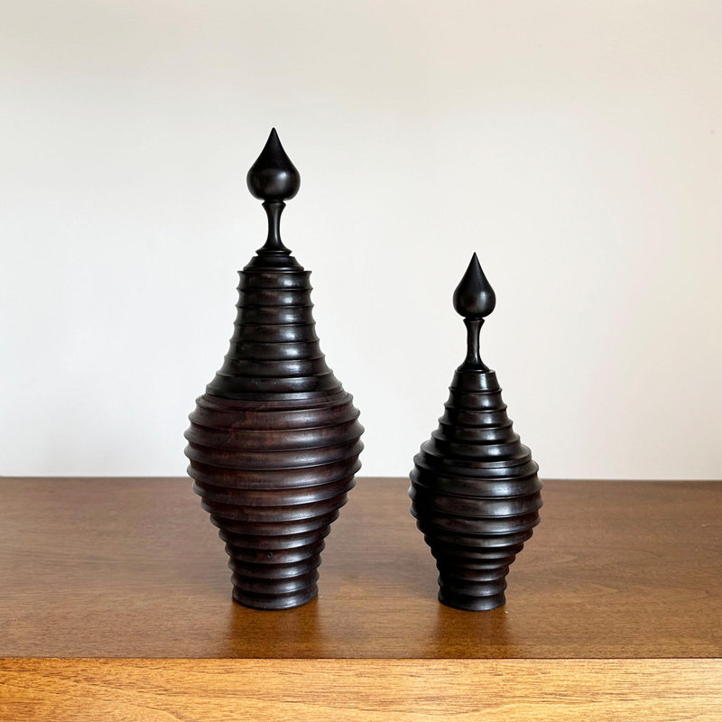 Ebony Wood Collection Wood Jar, 10"