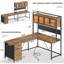 Meuble d'appoint en L Roarke de 62 po avec vaisselier et armoire, brun-1714432197