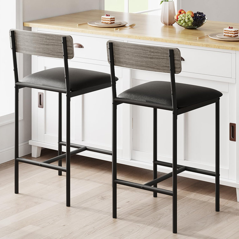 Bar Stools Set of 2, Gray, Gray