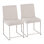 Chaise d'appoint de salle à manger rembourrée en tissu beige chaud avec structure en acier inoxydable brossé, conception contemporaine à haut dossier, hauteur fixe, L 21,5 po x l 18,5 po x H 33,5 po