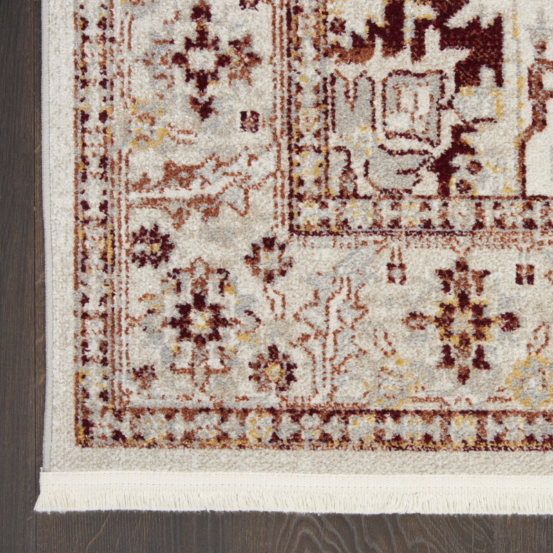 Tapis traditionnel rouge Merry Farmhouse, Rectangle 2 pi 2 po x 3 pi 9 po