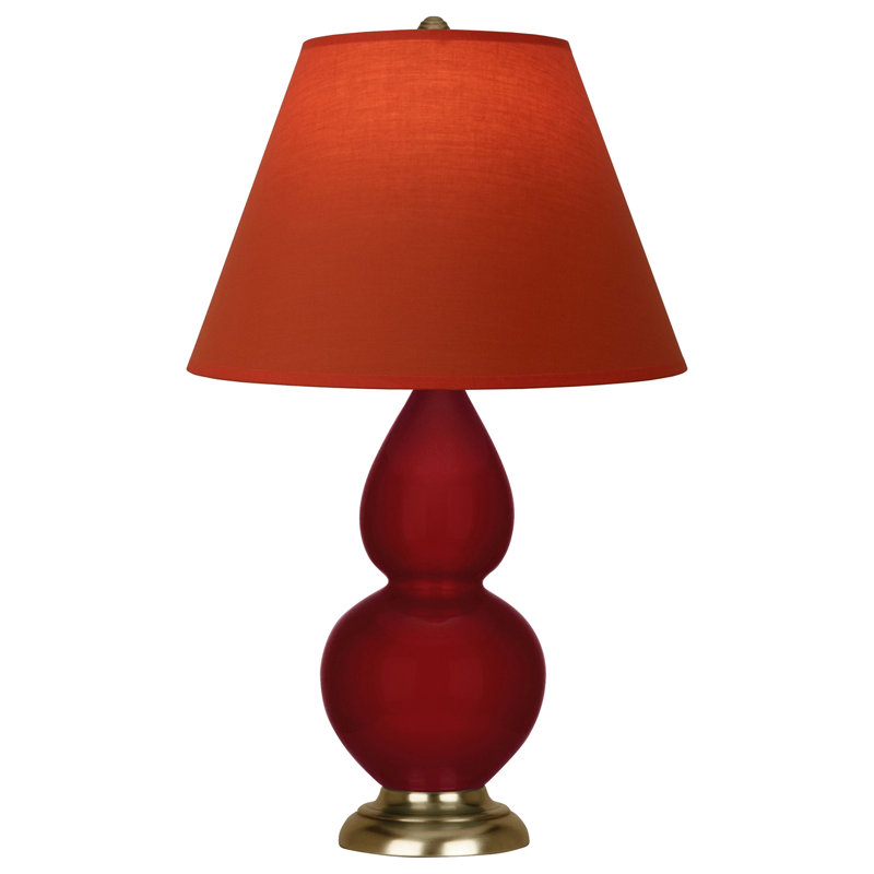 Petite lampe d'appoint à double gourde, Rouge / laiton naturel antique, Thé vert / taupe
