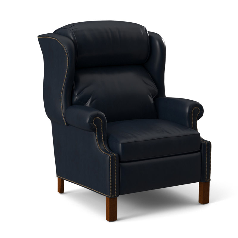 Chippendale Recliner, #9 Natural, Outsider Raven Genuine Leather, Plantation
